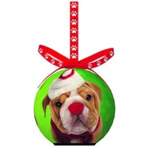 Twinkling Treasures‎ 3D Blinking Christmas Ornament - 3.5" - SANTA BULLDOG